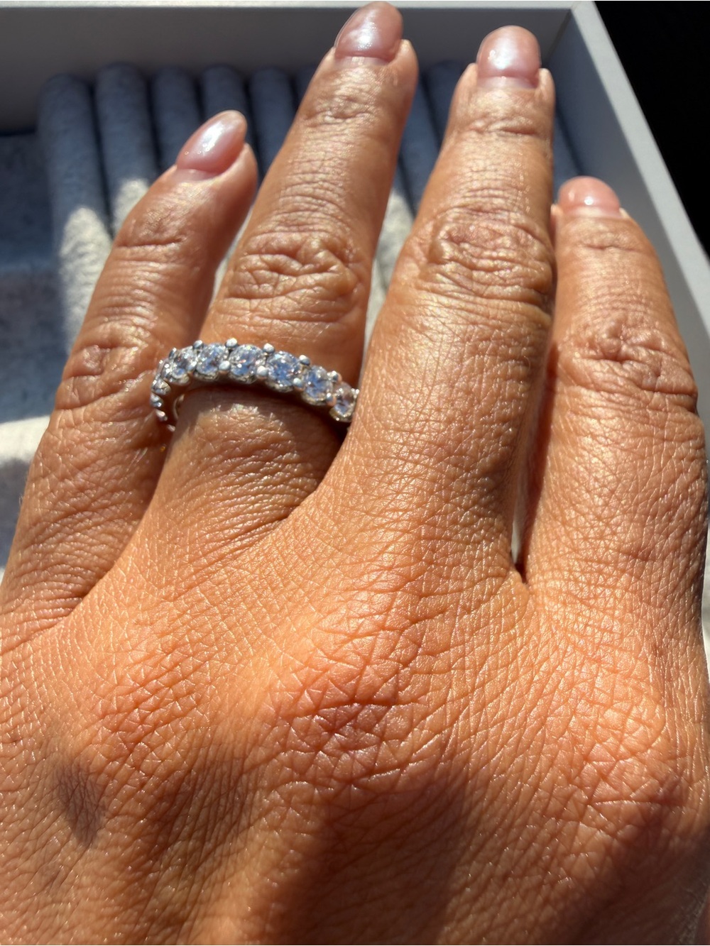 Elegant Cubic Zirconia Eternity Band - stainless steel. Size 6.5